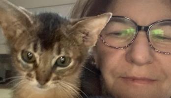 Ik en een van mijn kittens, waarvoor ik leef