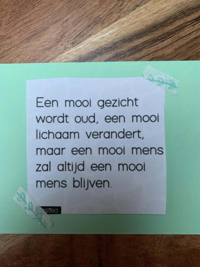 Deze tekst trof ik vandaag in de envelop. Tranen.