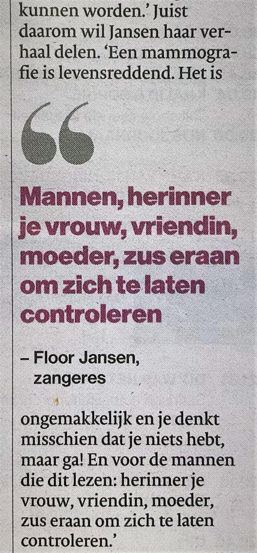 Een krantenknipsel uit het AD met de hartekreet van Foor Jansen