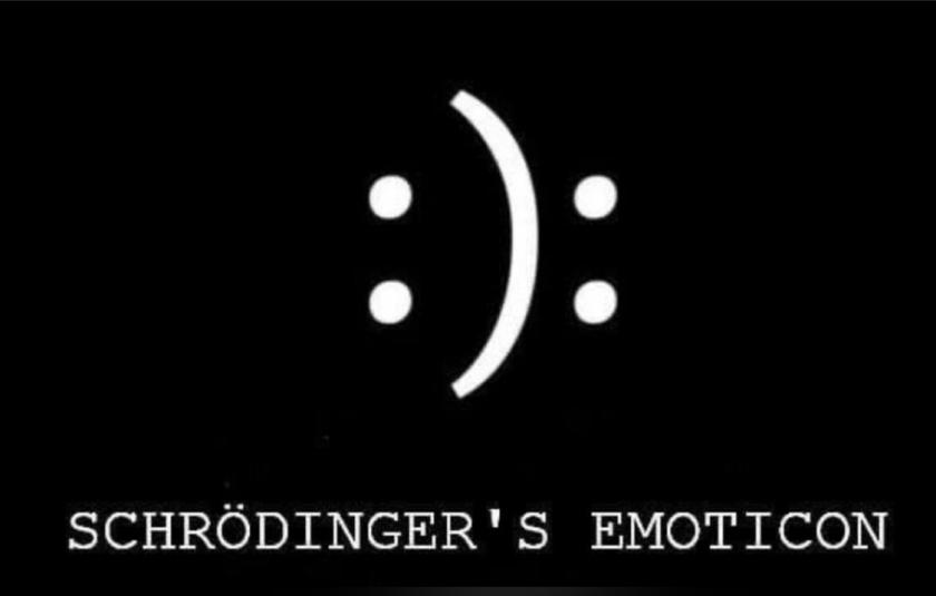 :): Schrödingers emoticon / ;); Schrödingers knipoog