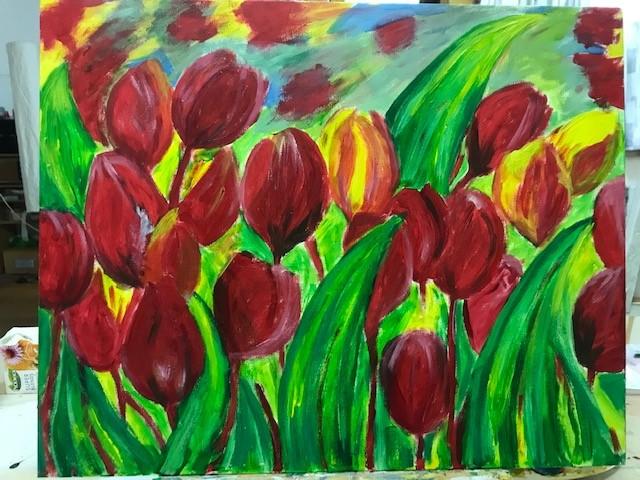 Schilderij tulpen