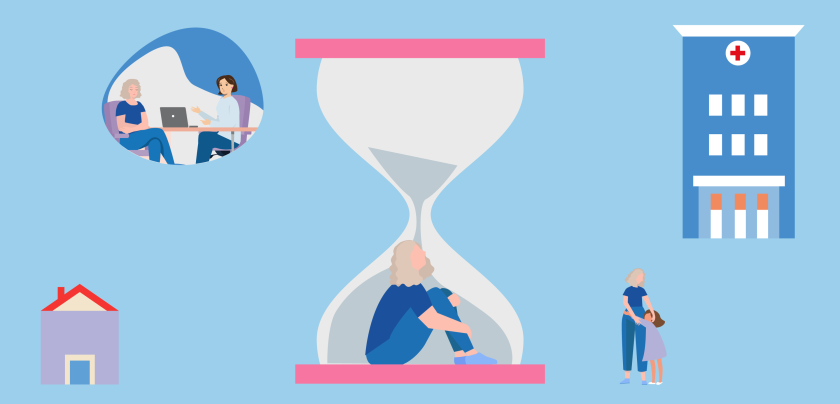 illustratie met zaken waar je over praat als je niet meer beter wordt zoals je leven thuis, wel of niet behandelen, wat wil ik doen met de tijd die ik nog heb?