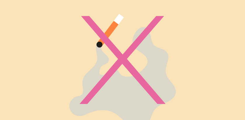 illustratie van een sigaret met rook en een groot kruis erdoorheen