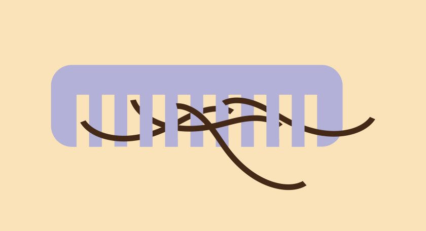 illustratie van een kam met losse haren erin