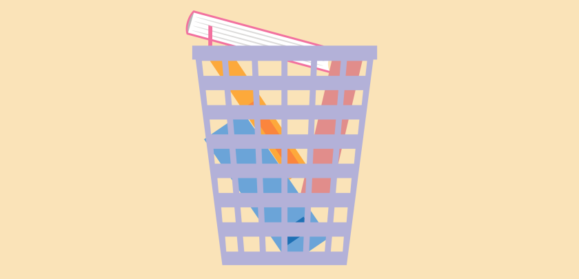 een prullenbak met studieboeken - soms lukt studeren niet meer door je ziekte