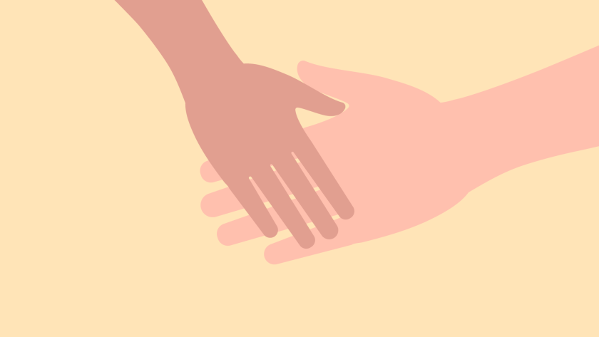 twee handen die elkaar vasthouden