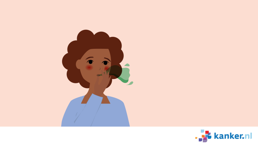 illustratie van een vrouw die vieze lucht uitademt