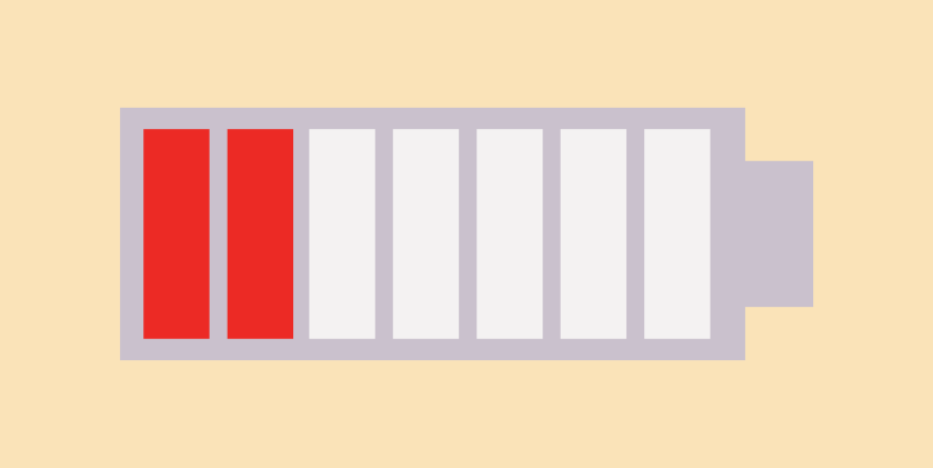 illustratie van een batterij die nog maar een klein beetje opgeladen is