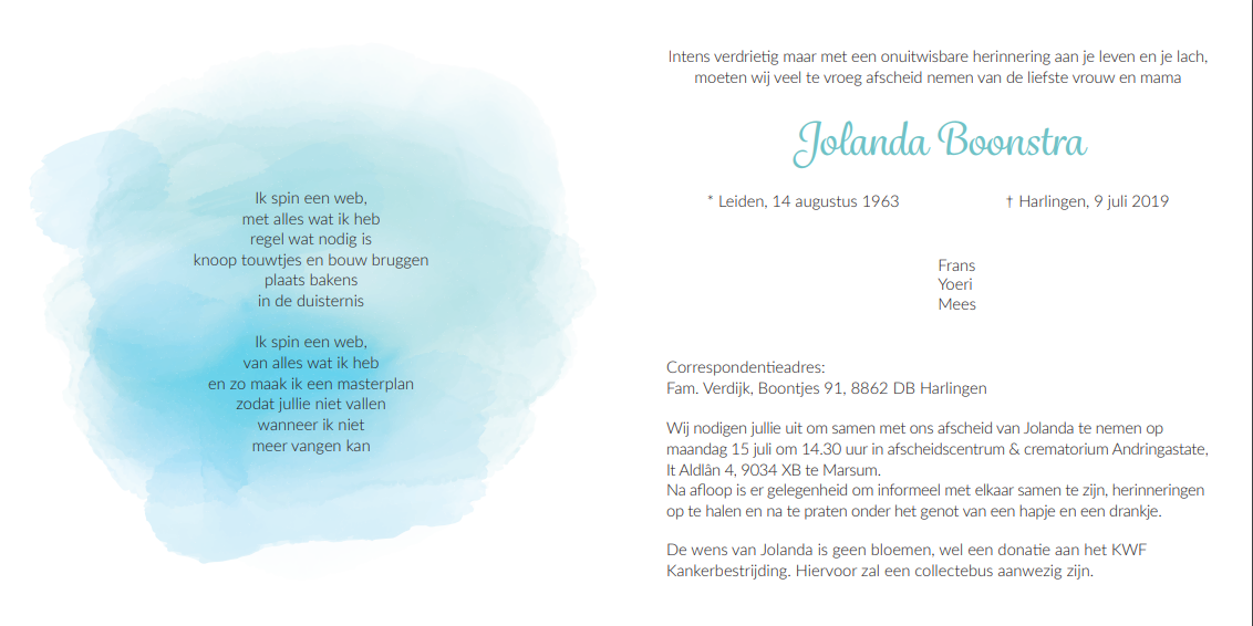 Rouwkaart  Kanker.nl